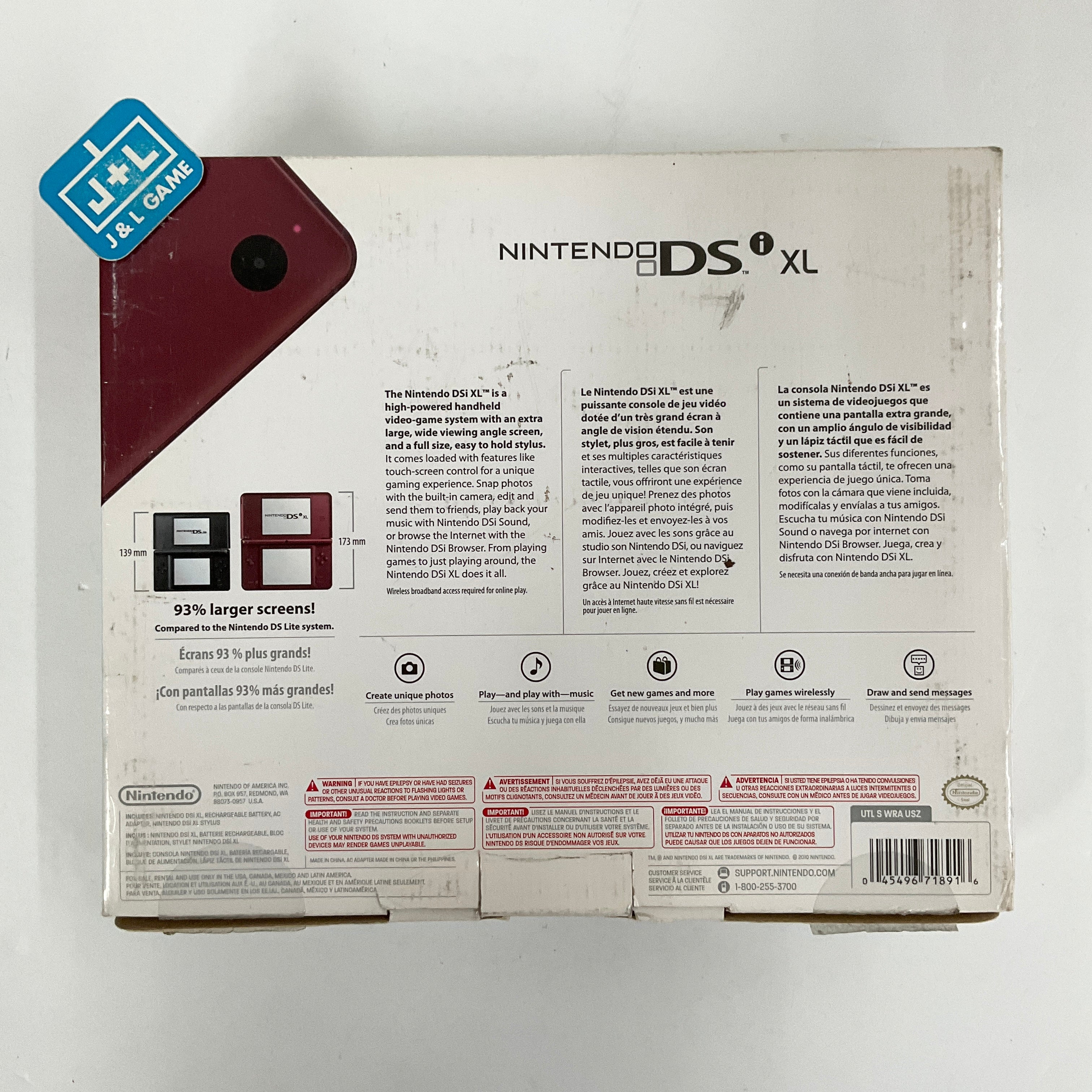 Nintendo DS XL CONSOLE BURGUNDRY purchases COLOR