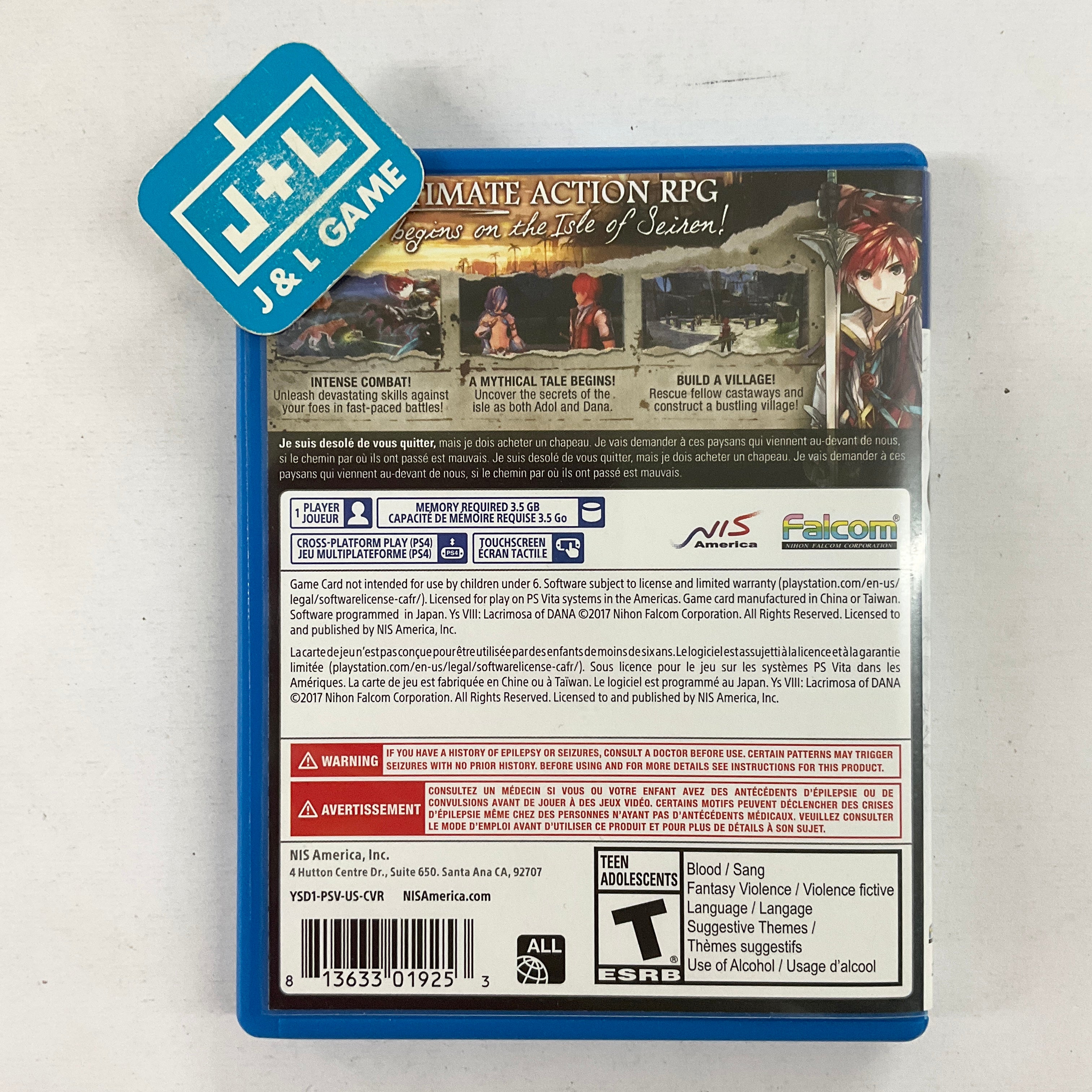 Ys VIII: Lacrimosa Of Dana - (PSV) PlayStation Vita [Pre-Owned] Video Games NIS America   