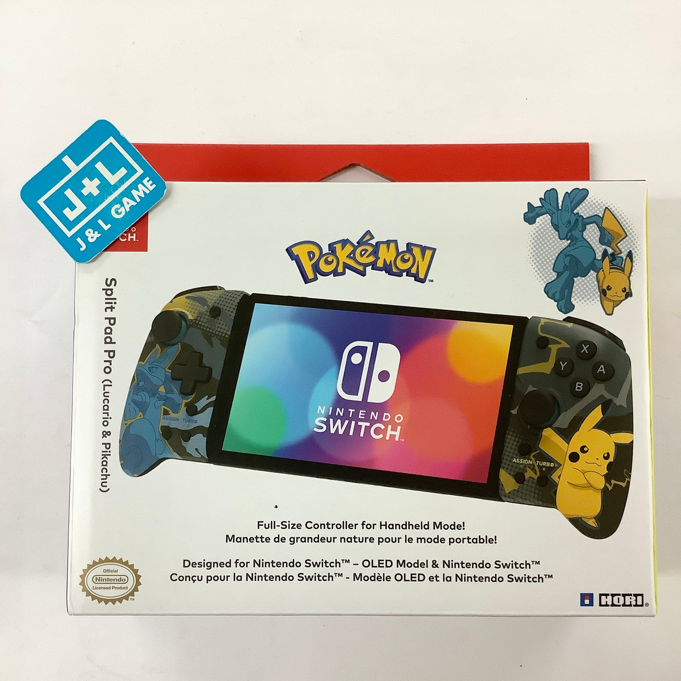HORI Nintendo Switch Split Pad Pro (Pikachu & Lucario) - Ergonomic  Controller for Handheld Mode - Officially Licensed by Nintendo & Pokémon