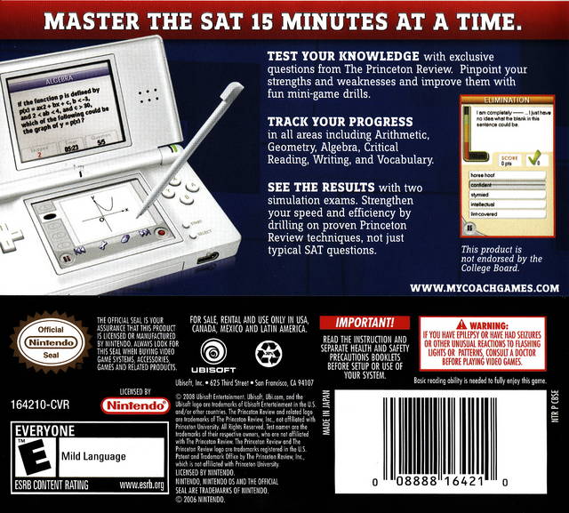 My SAT Coach - (NDS) Nintendo DS [Pre-Owned] Video Games Ubisoft   