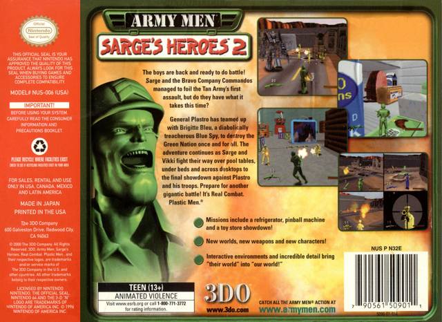 Army Men: Sarge's Heroes 2 - (N64) Nintendo 64 [Pre-Owned]