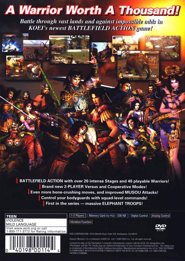 Dynasty Warriors 3 - (PS2) PlayStation 2