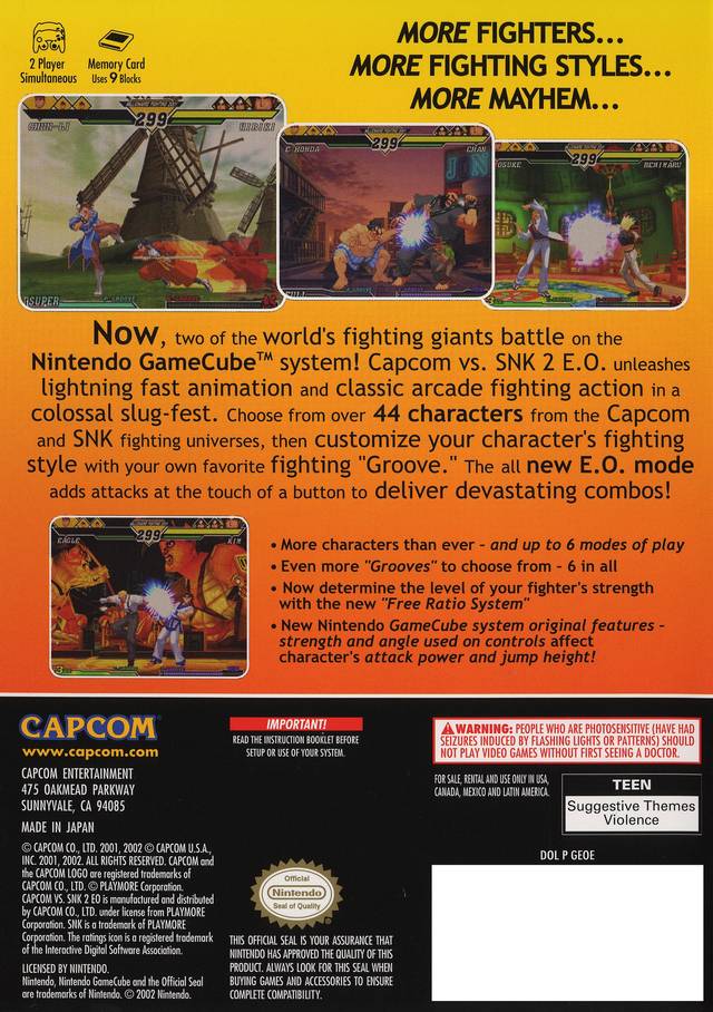 Capcom vs shops SNK 2 EO for Nintendo GameCube