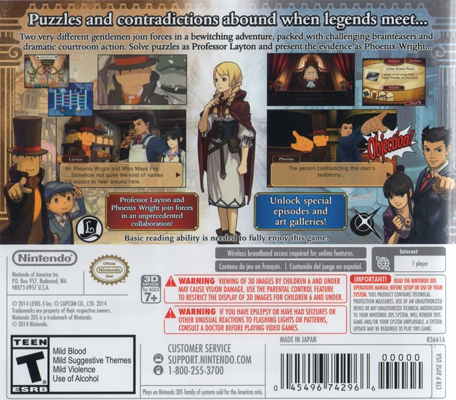 Professor Layton vs 2024 Phoenix Wright Ace Attorney for Nintendo 3DS