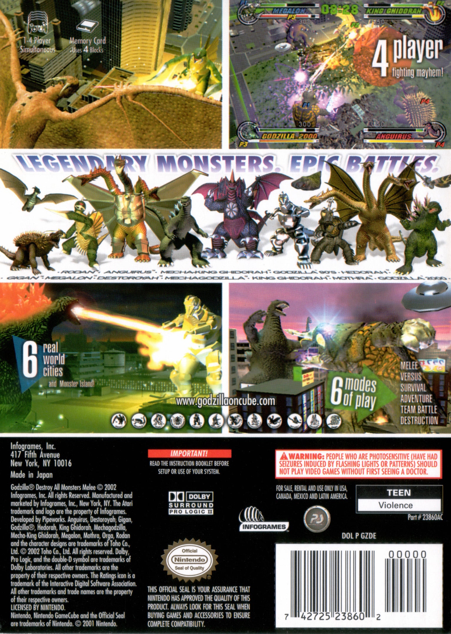 Godzilla: Destroy 2024 All Monsters Melee (Nintendo GameCube) No Manual -Tested-