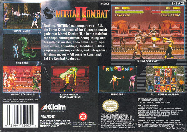 Mortal Kombat retailer II & III SNES