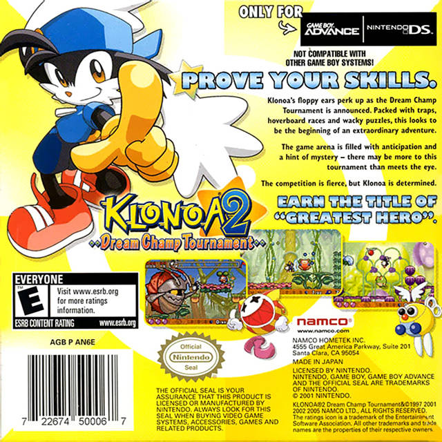 Klonoa 2 discount Dream Champ Tournament for Nintendo Gameboy Advance