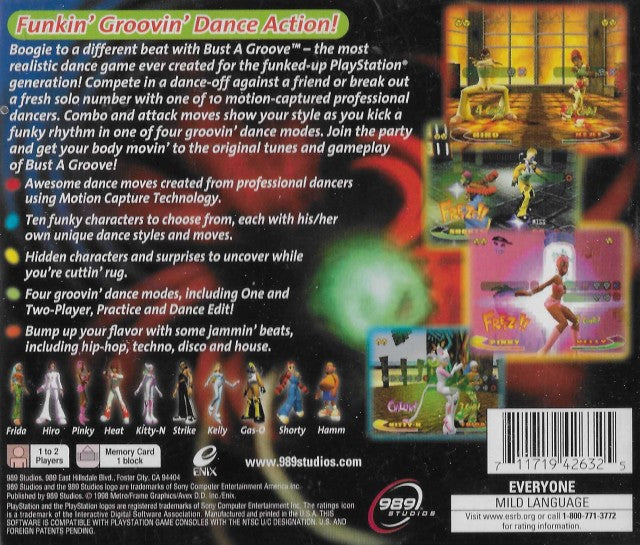 Bust A Groove PS1 outlet Playstation COMPLETE CIB w/ Manual Tested First Owner EUC Rare