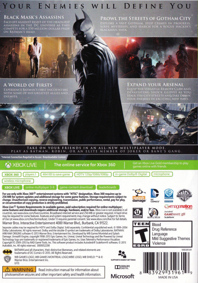 Batman: Arkham Origins - Xbox 360 [Pre-Owned] Video Games WB Games   