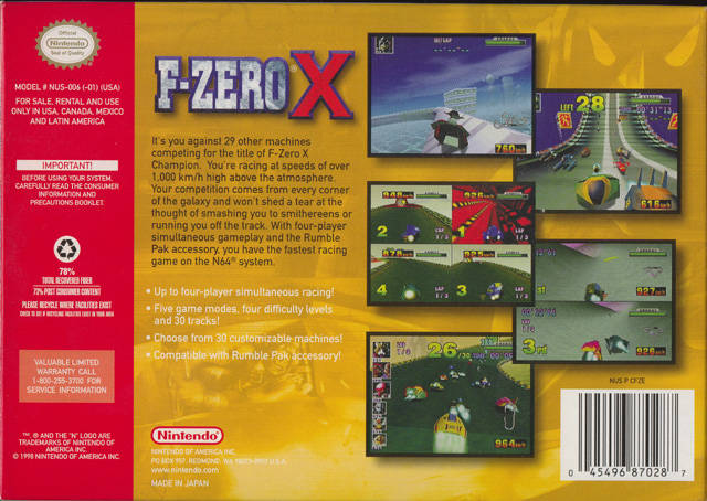 F-Zero X for Nintendo 64 Complete in Box purchases