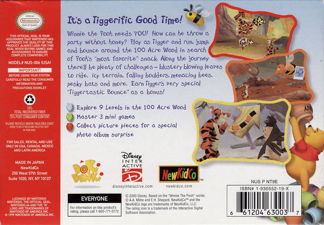 Tigger's Honey Hunt for Nintendo 64 Box & sale Game