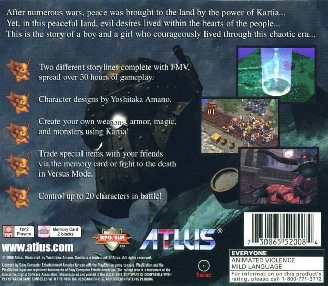 Kartia Word selling of Fate For Playstation 1