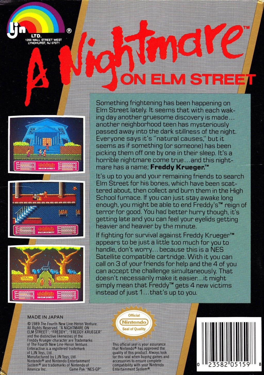 Authentic A Nightmare On Elm Street Nintendo NES LJN