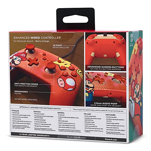 PowerA Enhanced Wired Controller (Mario Vintage) - (NSW) Nintendo Switch Accessories PowerA   