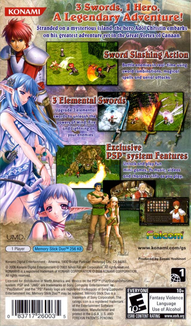 Ys The Ark of Napishtim For Sony PSP Like high quality New