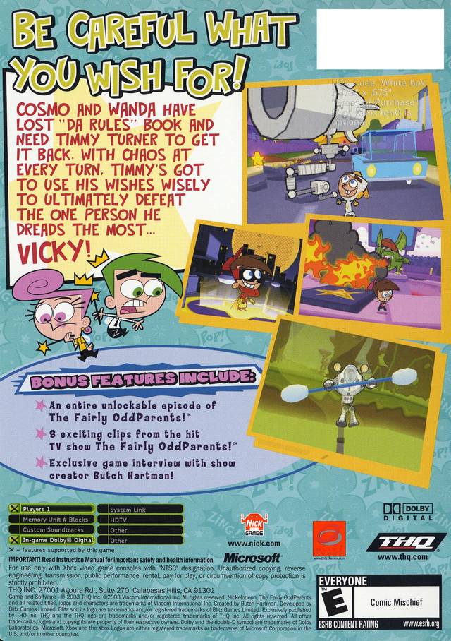 The Fairly OddParents! Breakin' Da Rules - Xbox – J&L Video Games New ...