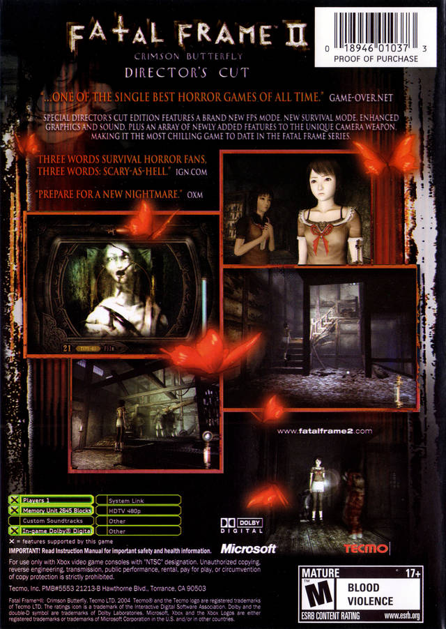 Fatal Frame II: Crimson Butterfly Director's Cut - Xbox