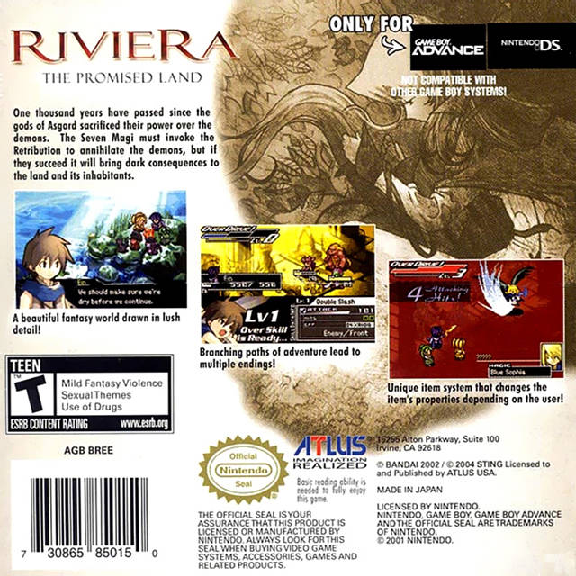 Riviera The Promised Land for Nintendo newest Gameboy Advance