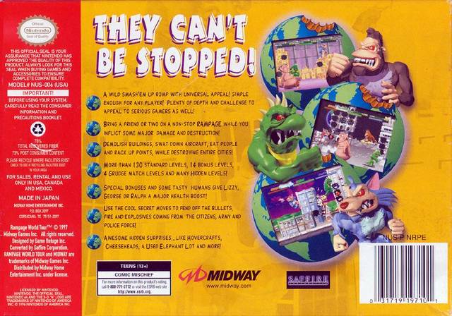 Rampage World hotsell Tour for Nintendo 64