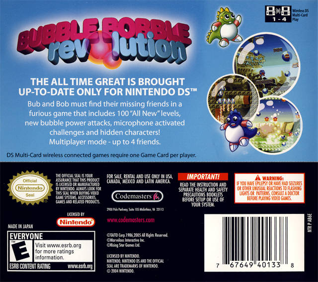 Bubble Bobble Revolution - (NDS) Nintendo DS [Pre-Owned] Video Games Codemasters   