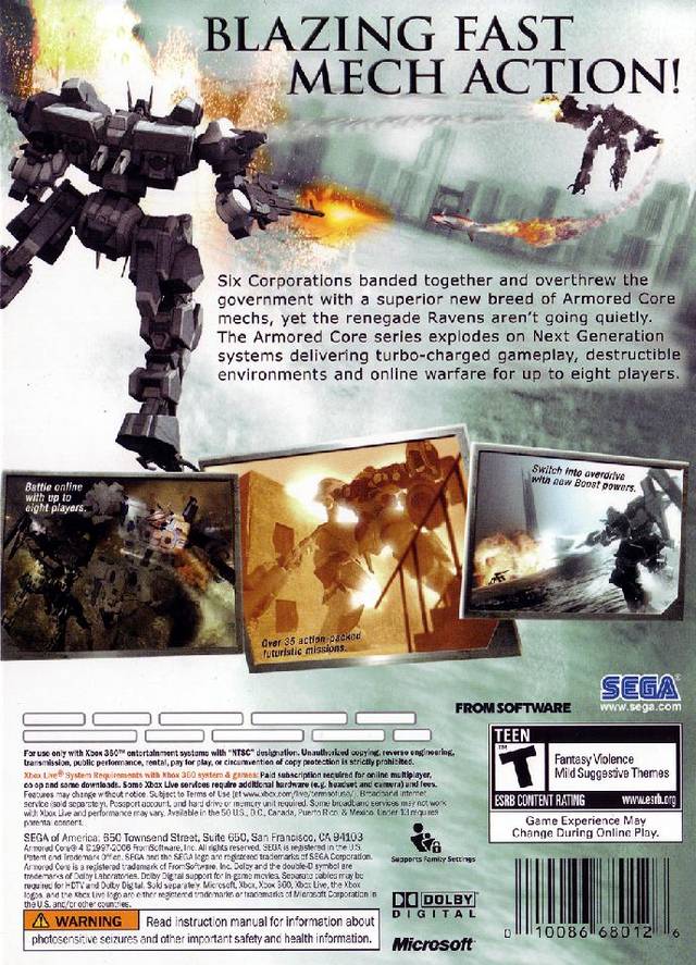 Armored Core 4 for Xbox 360 - Tested CIB - Mech Combat Shooter sale