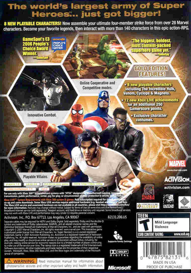 Marvel Ultimate Alliance Gold popular Edition for Xbox 360