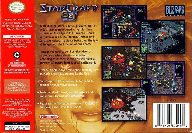 Starcraft hotsell 64 for Nintendo 64