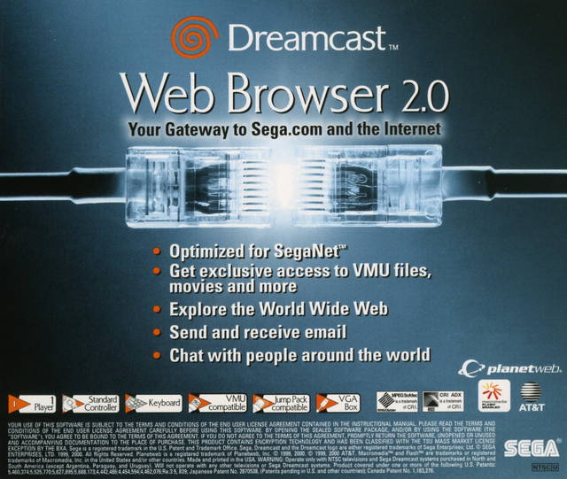 Sega Dreamcast Controller With fashion Web Browser 2.0 Disk