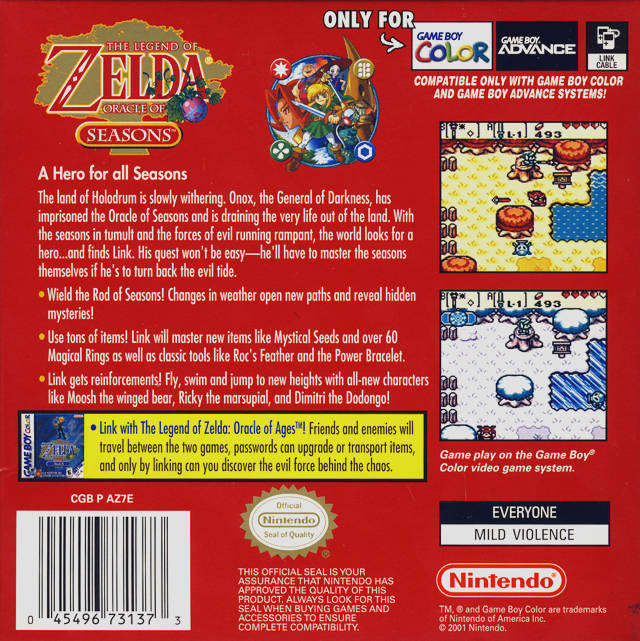 Zelda Oracle of Seasons for Nintendo outlet Gameboy Color