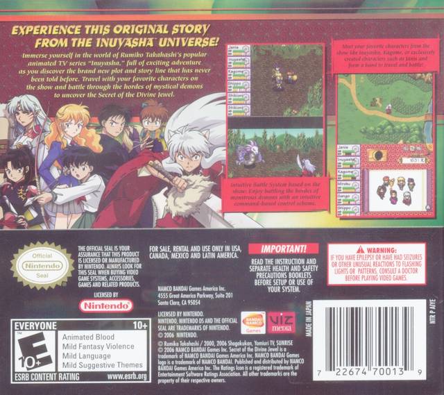 Inuyasha: Secret of the Divine Jewel - (NDS) Nintendo DS [Pre-Owned] Video Games Namco Bandai Games   