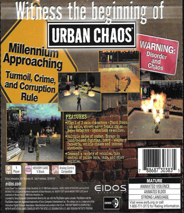 Urban Chaos - (PS1) PlayStation 1 [Pre-Owned] Video Games Eidos Interactive   