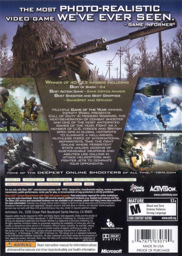 Call of duty 4 best sale modern warfare xbox 360