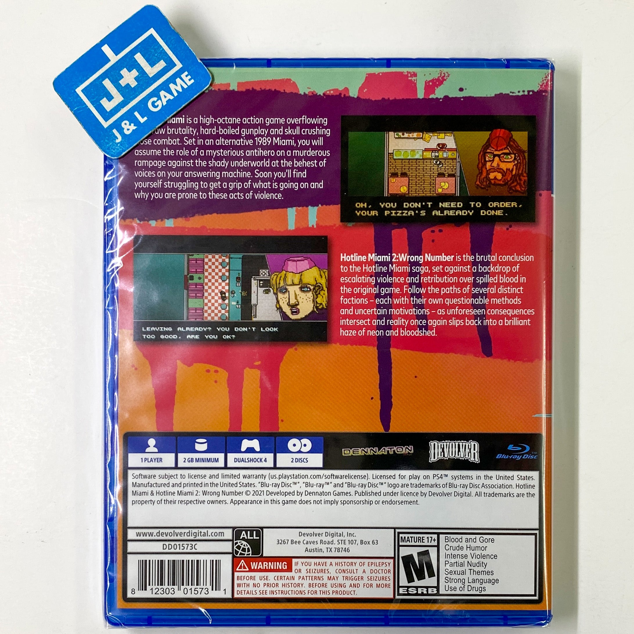 Hotline Miami & Hotline Miami 2: Wrong Number - (PS4) PlayStation 4 Video Games Devolver Digital