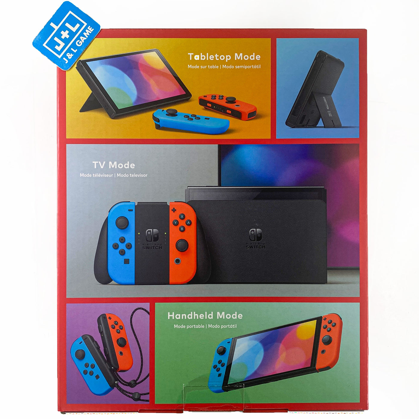 Nintendo Switch (modèle OLED) avec manettes Joy-Con bleu néon / rouge néon