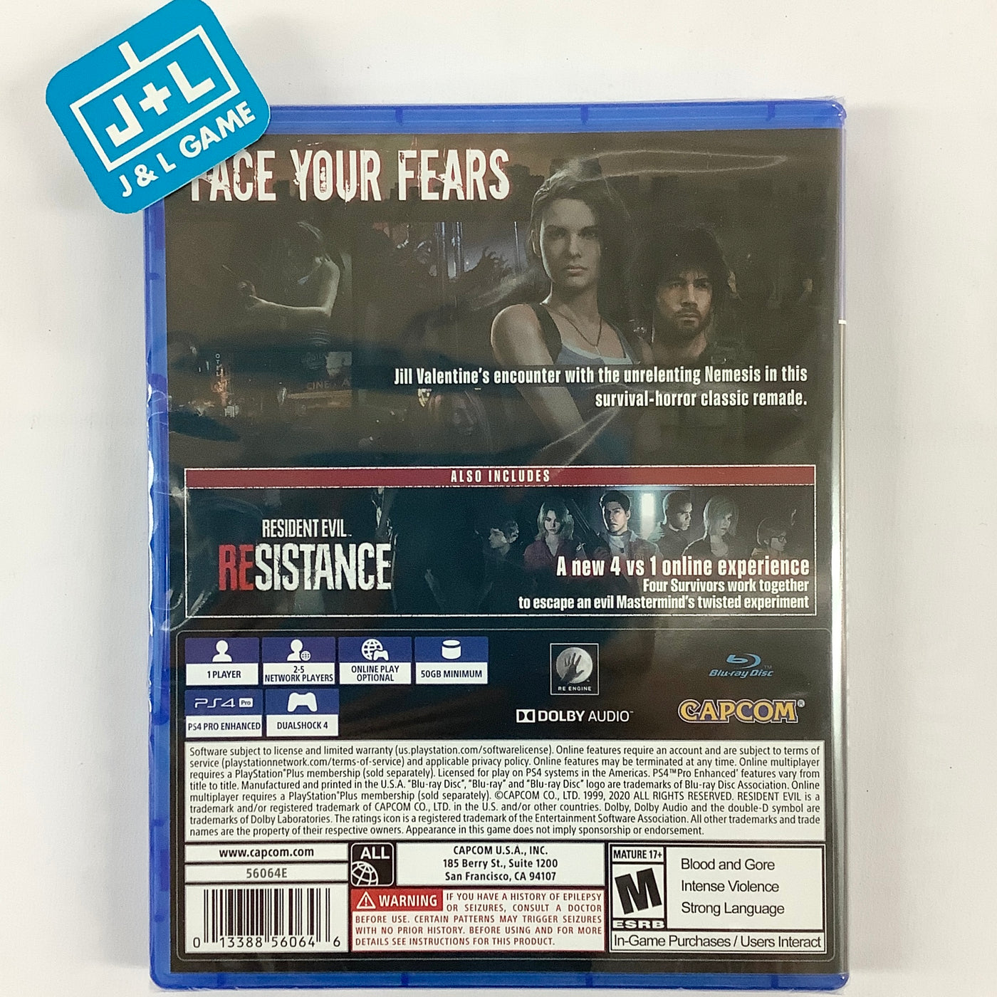 Resident Evil (PS4) 4 PlayStation J&L 3 | - Game
