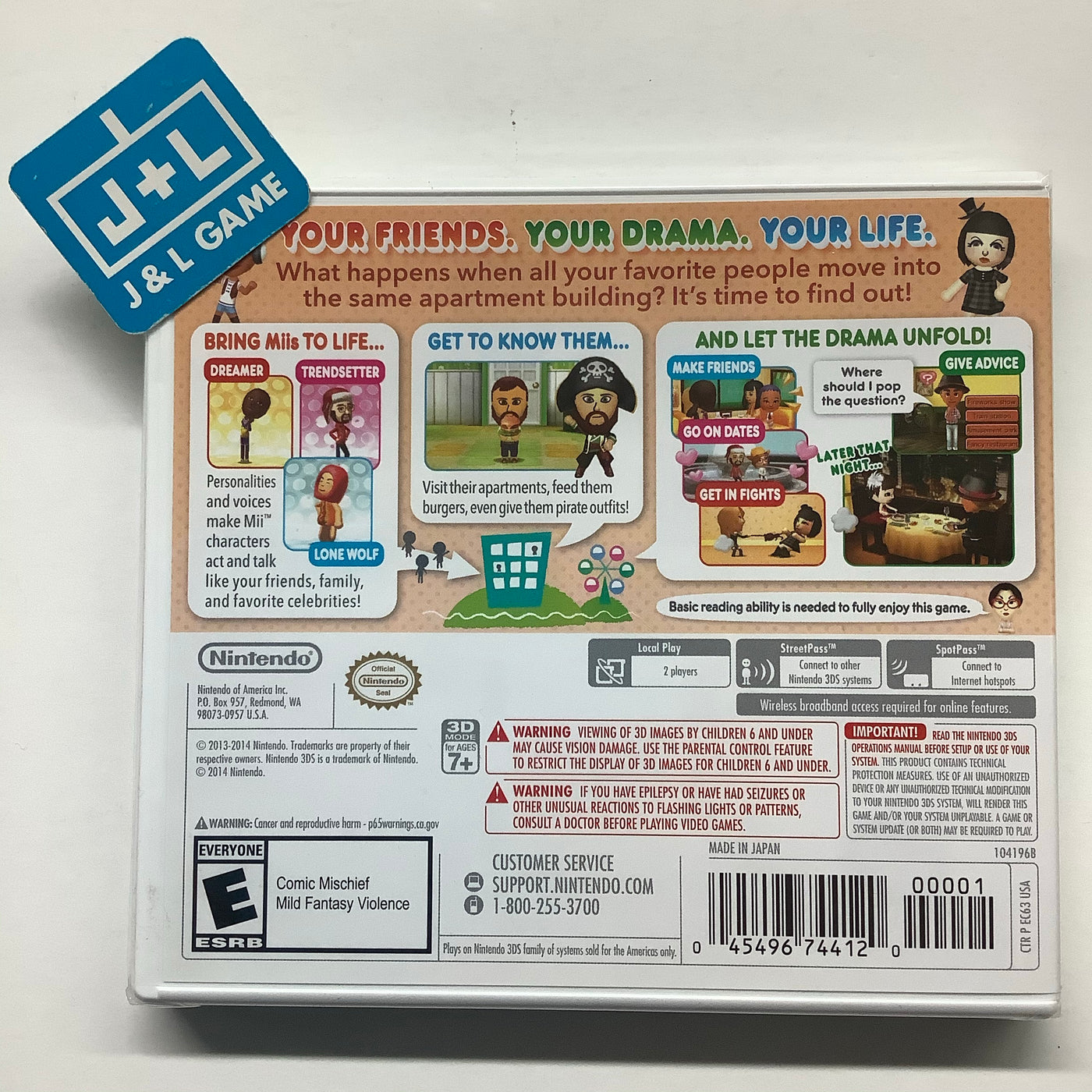 Game Tomodachi J&L 3DS | Life Nintendo Selects) (Nintendo -