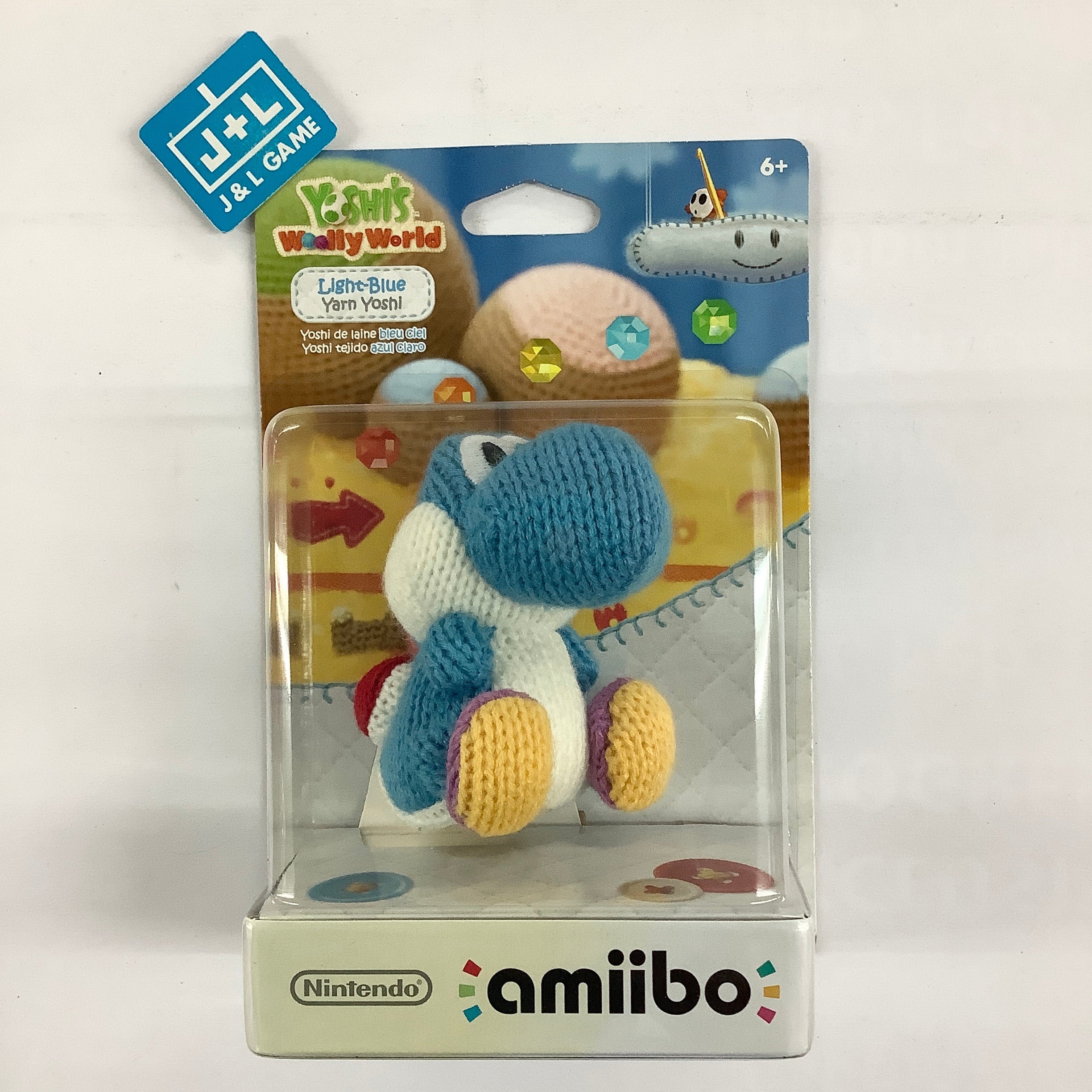 New Yoshi's Woolly World Light Blue Yarn Amiibo Nintendo Wii U Game Big Box cheapest