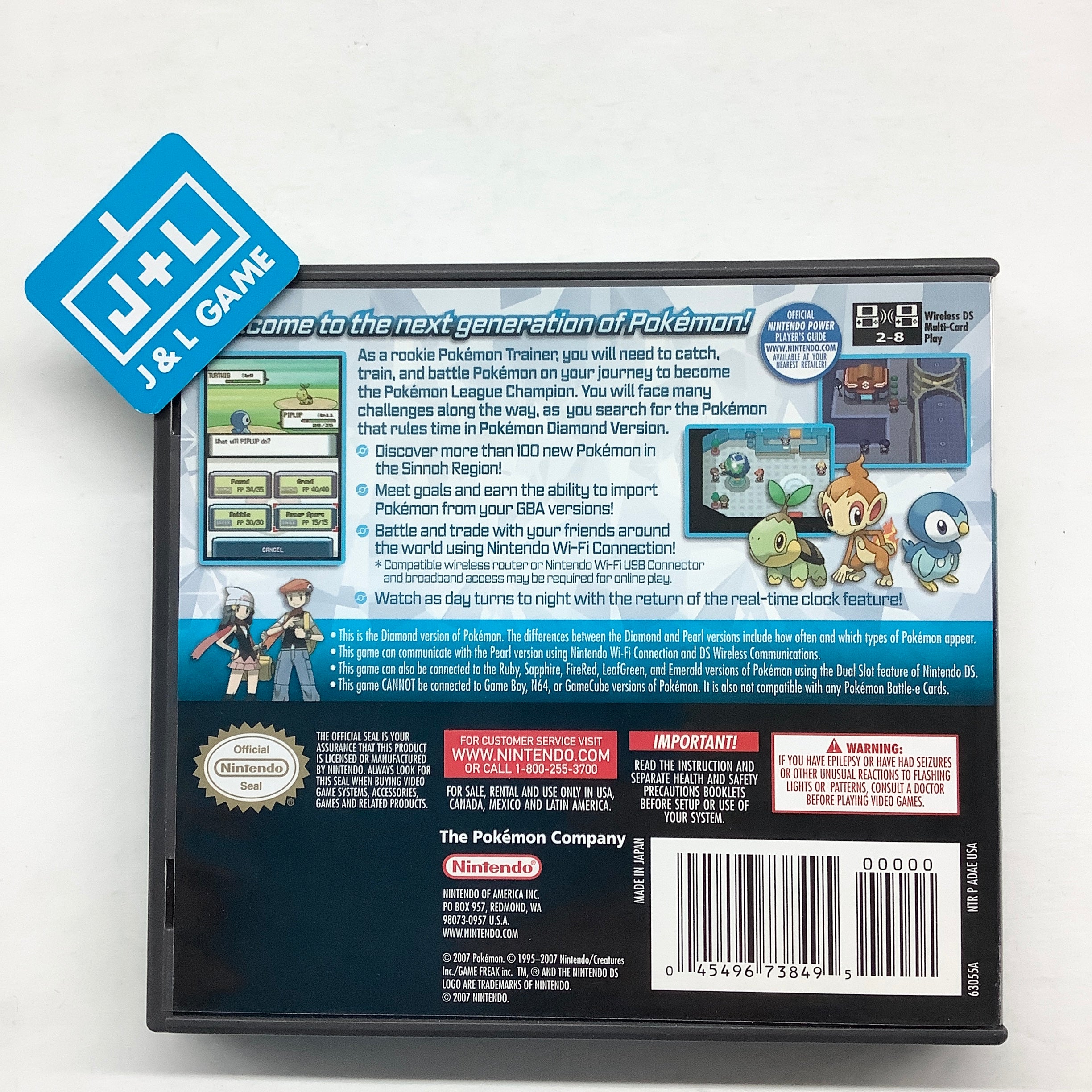 Pokemon top Diamond Version for Nintendo DS (CASE ONLY)