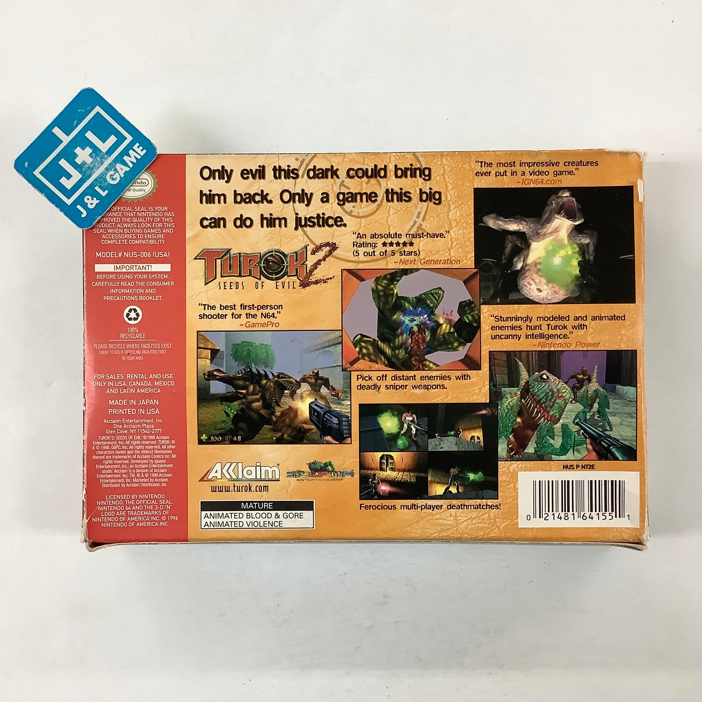 Turok 2 seeds of evil dinosaur shops hunter factory sealed n64