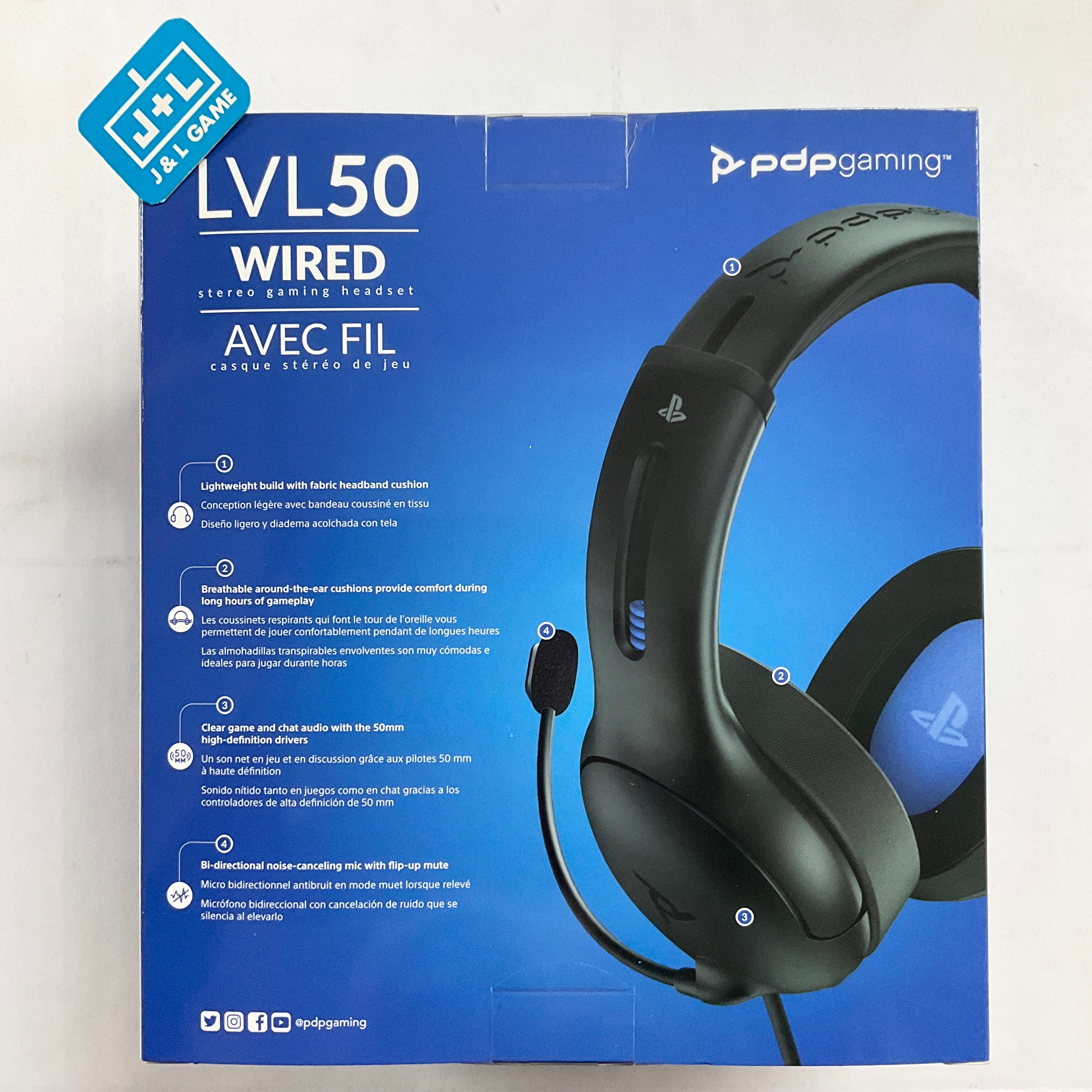 PDP Gaming LVL50 Wired Headset Black PS4 Playstation 4 J L