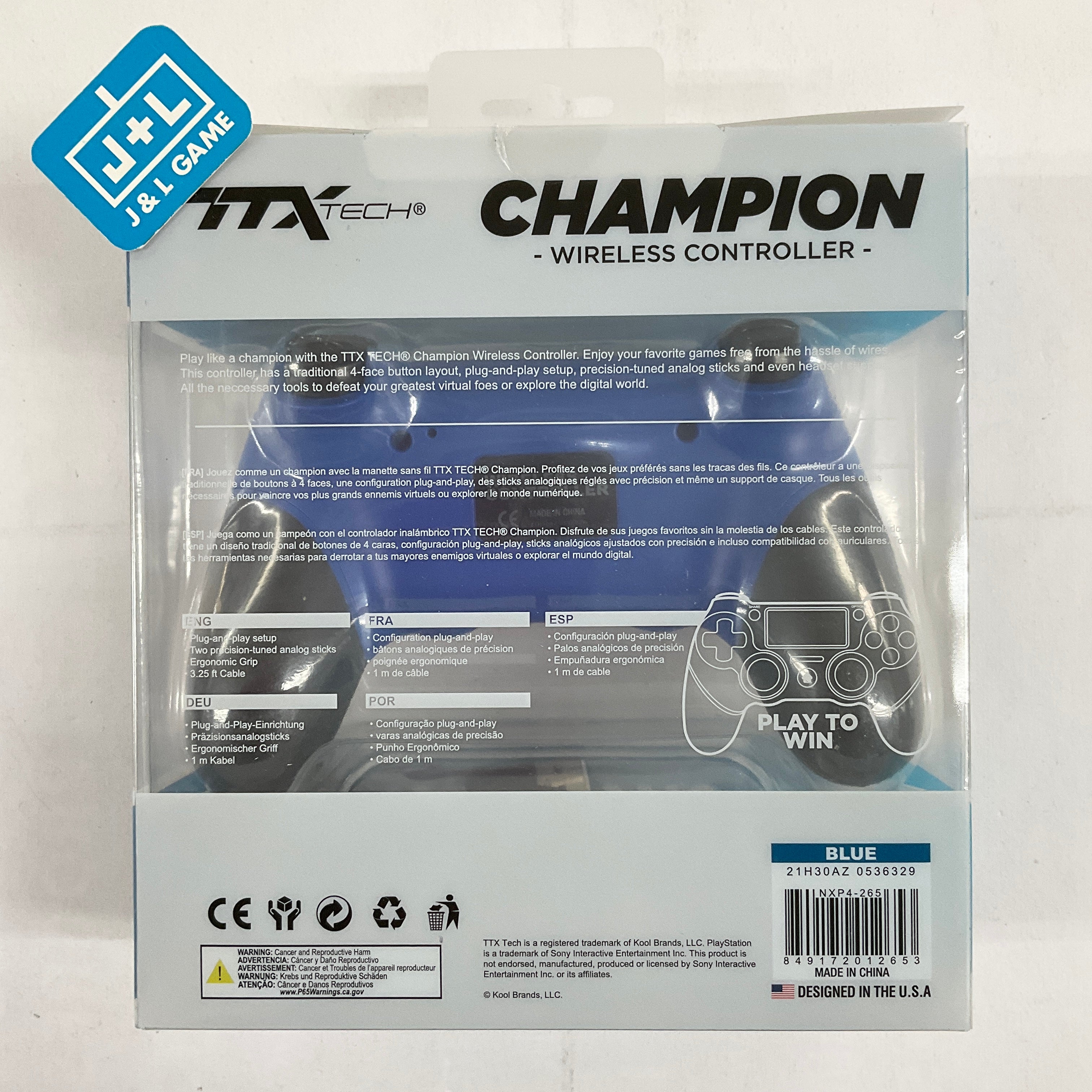 TTX Playstation 4 Champion Wireless Controller (Blue) - (PS4) Playstation 4 Accessories TTX Tech   