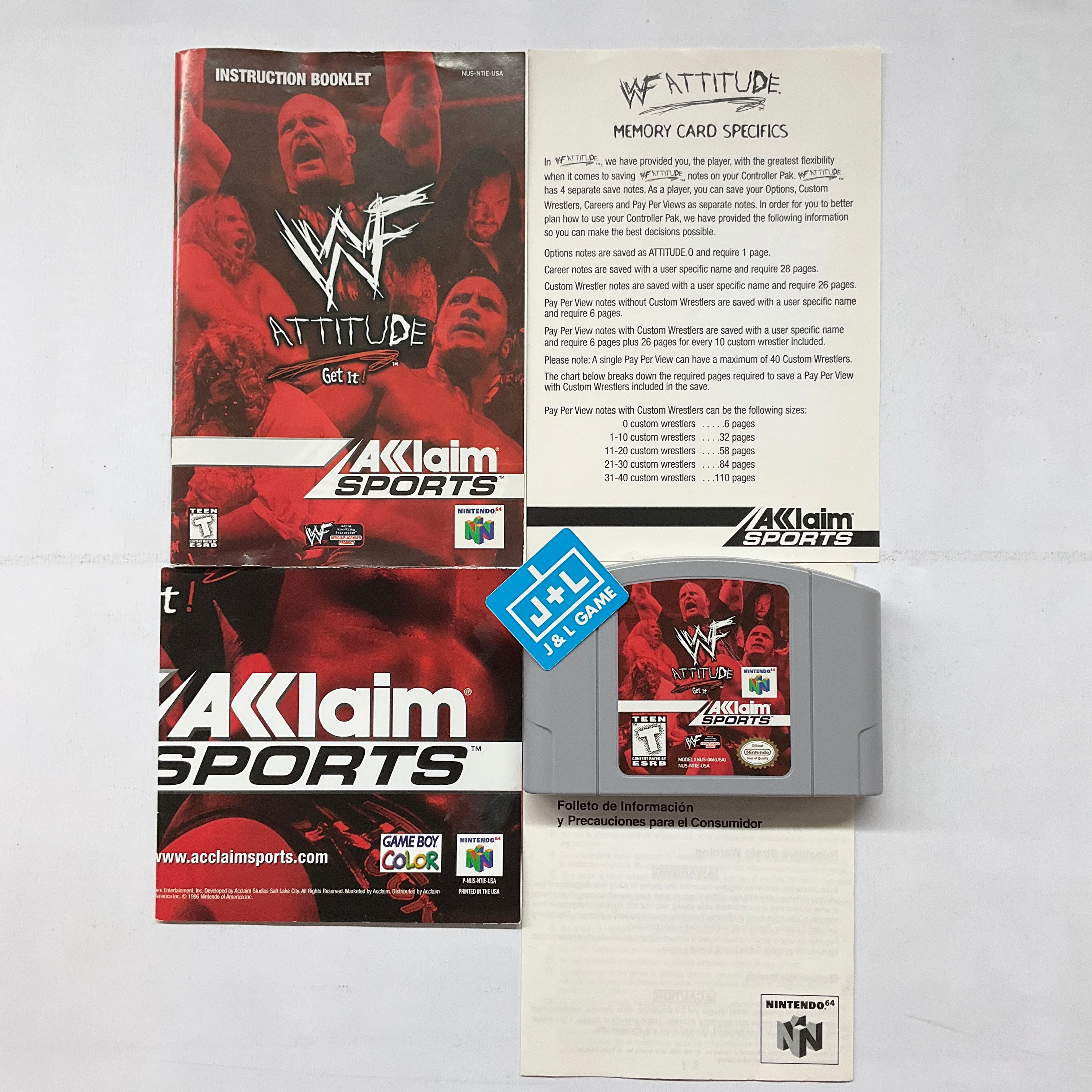 WWF Attitude (Nintendo 64, 1999) Authentic N64 Box Manual Poster deals Reg Card Insert